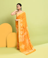 Yellow Pure Light and Breezy Dabu Discharge Handblock Printed Premium Cotton Saree